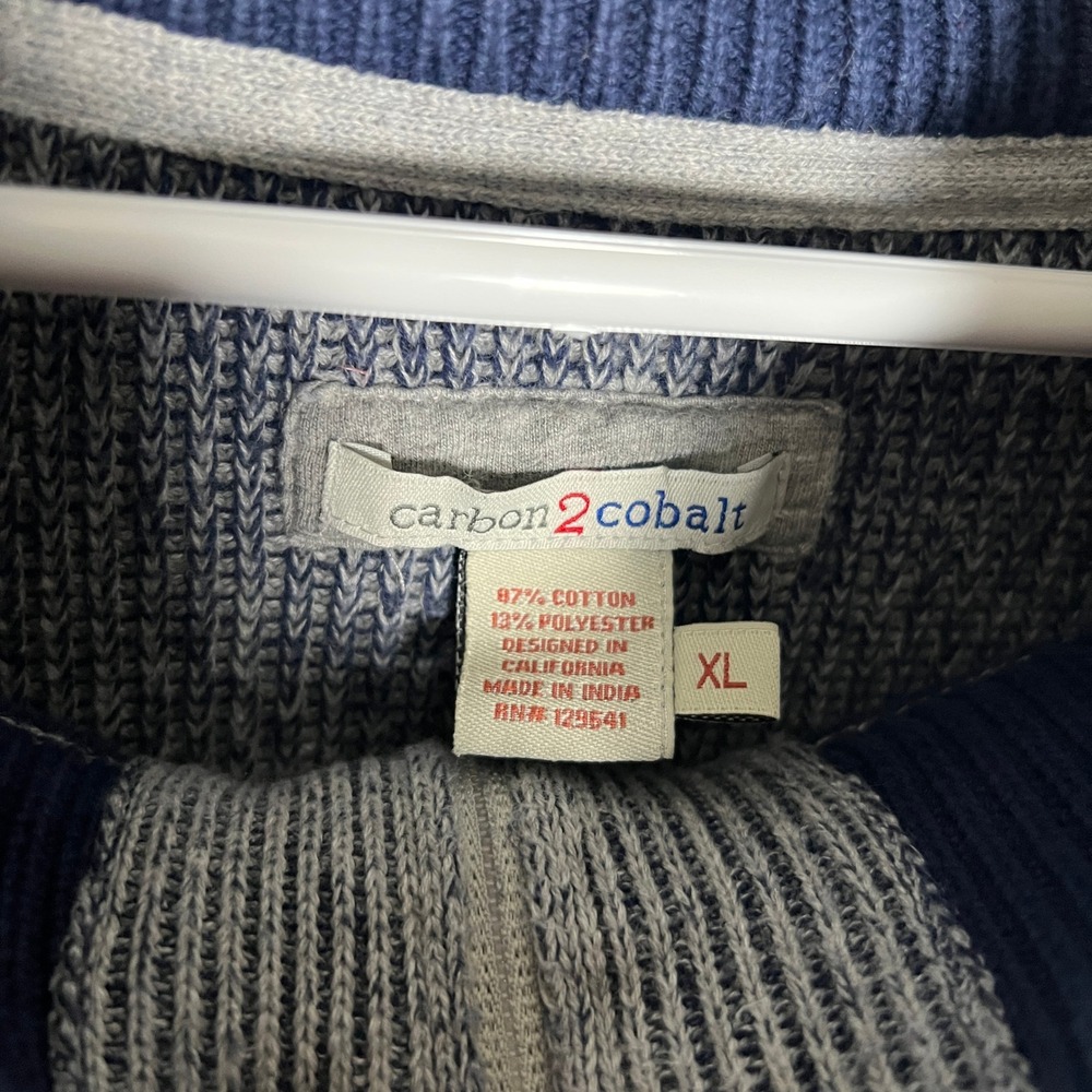 Carbon 2 Cobalt Mens XL Full Zip Knit Cardigan Sweater Gray Blue - Picture 5 of 7